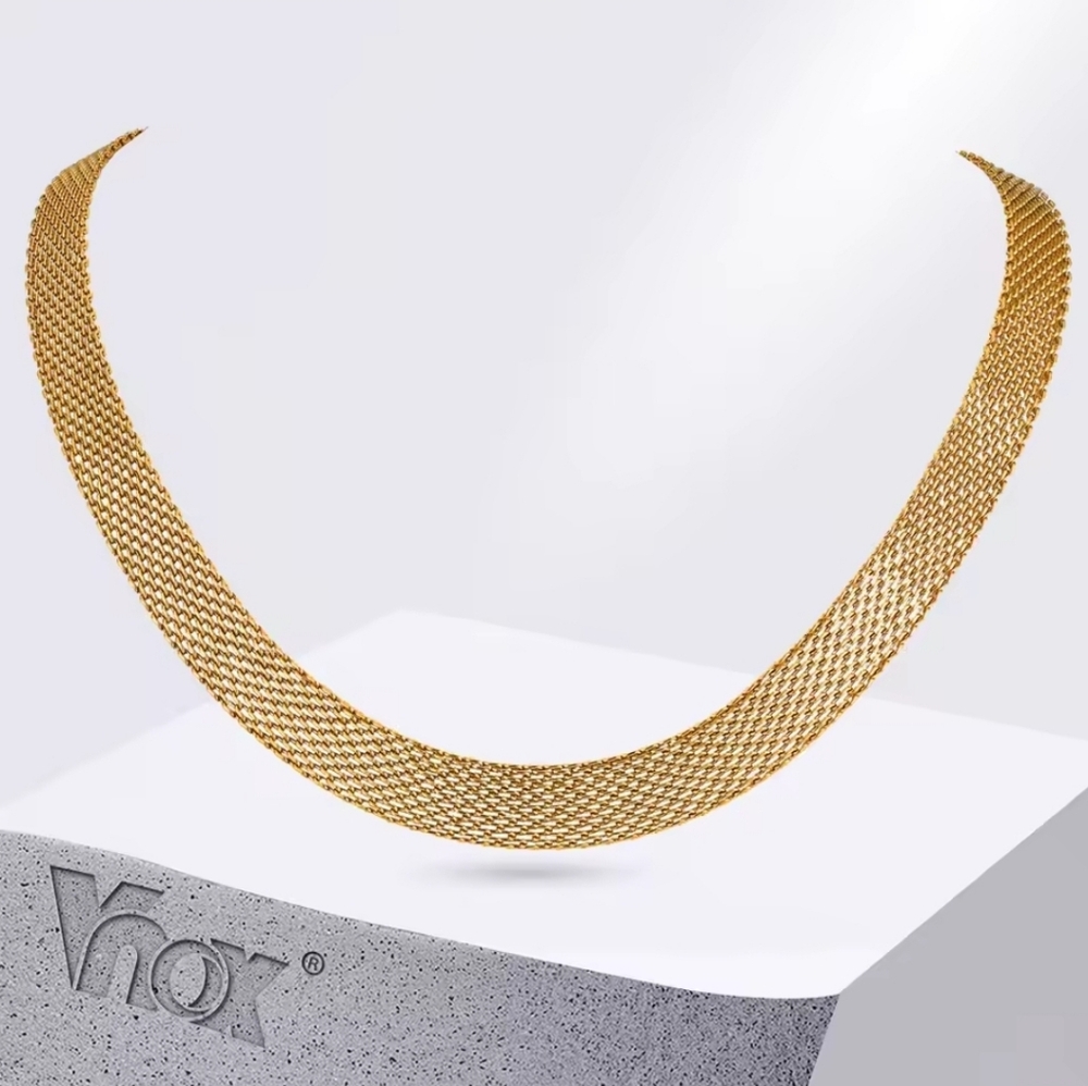 Elegant Gold✨️ Mesh Necklace GP STAINLESS steel Hypoallergenic. GORGEOUS ✨️ - Picture 1 of 8